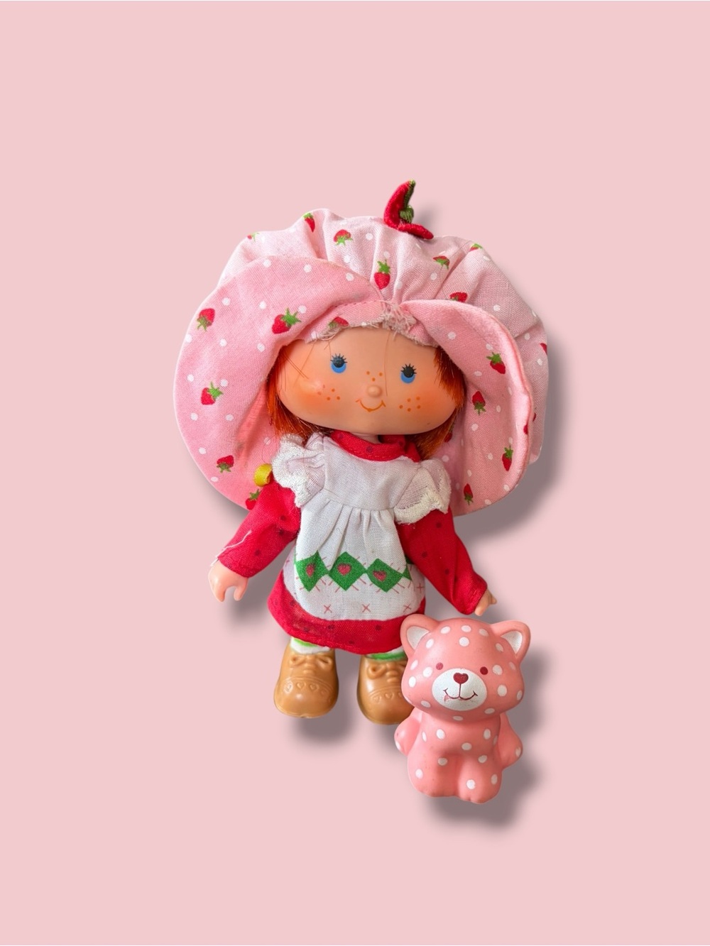 Vintage 1980s Strawberry Shortcake doll & Custard Cat Pet